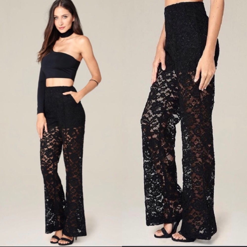 NWT Bebe Lace Wide Leg Trousers